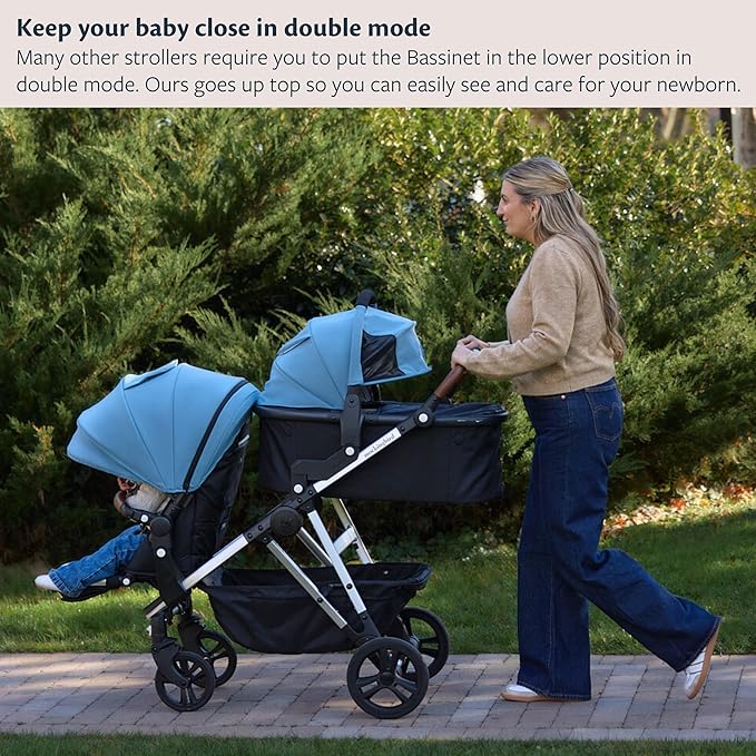 Mockingbird 2nd Seat Kit 3.0 - Compatible with Mockingbird Single-to-Double Strollers - Seat Expansion - Includes Expansion Adapters - Sage