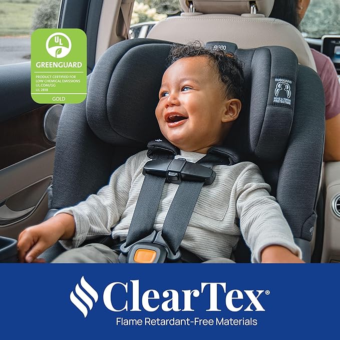 Chicco Fit360 ClearTex Rotating Convertible Car Seat with 360 Degree Rotation for Rear-Facing and Forward-Facing Usage, LeverLock Self-Tensioning Lock System | Slate/Grey