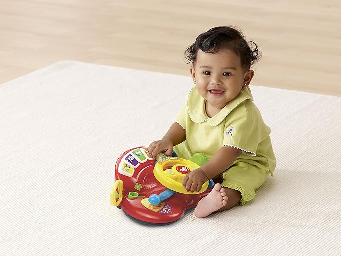 VTech 166603 Baby Tiny Tot Driver Suitable for Children Toddler Interactive Drover Toy Featuring a Steering Wheel with Music and Light, Multi-Colour