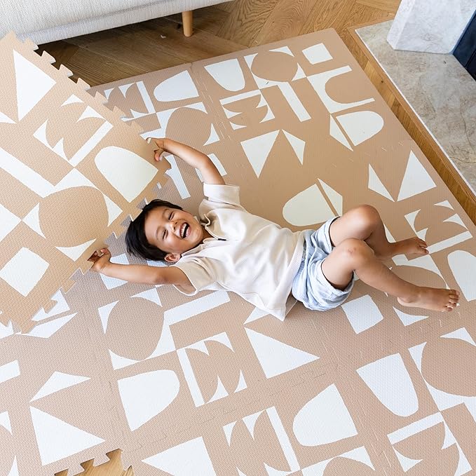 Lillefolk Baby Play Mat for Floor – 6x6ft Terracotta | Non Toxic Premium EVA Foam Tiles for Early Development Play, Crawling & Playroom – Waterproof Interlocking Mat for Babies & Toddlers (9 Tiles)