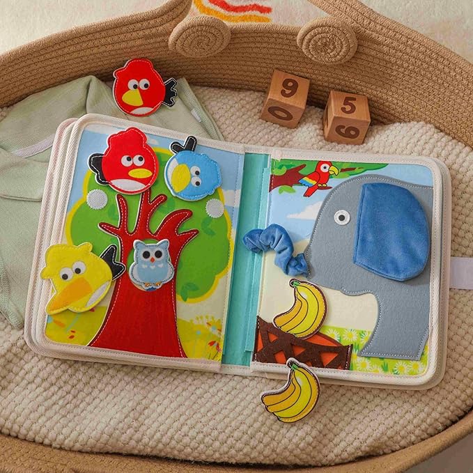 GOODMOM Animal Busy Book for Ages 1–3 -in-1 Educational Activity Book | Develop Fine Motor Skills, Practical Life Skills & Sensory Exploration | Travel-Friendly, Screen-Free Fun
