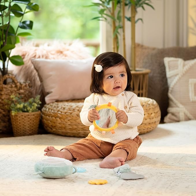 Ingenuity Calm Springs Soothing Essentials Gift Set - Musical Toy, Rattle, Mirror, 2 Teethers for Baby