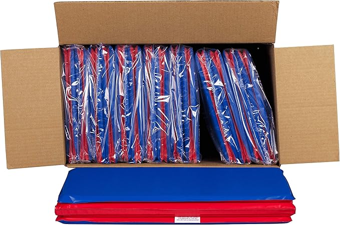 KinderMat, 5/8" Thick, 4-Section Rest Mat, 45" x 19" x 5/8", Red/Blue, Great for School, Daycare, Travel, and Home, Made in The USA
