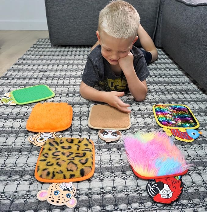 Sensory Mat Animal Tiles for Kids - Pack of 6 Tactile Floor & Wall Texture Pads - Sensory Play Mats for Kids - Ideal for Sensory Rooms & Play Areas