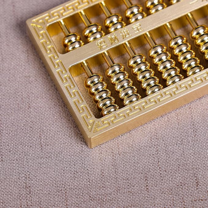 Brass Mini Abacus, Copper Decoration, Chinese Calculator Math Tool for Kids Adults, Gold (09-1)