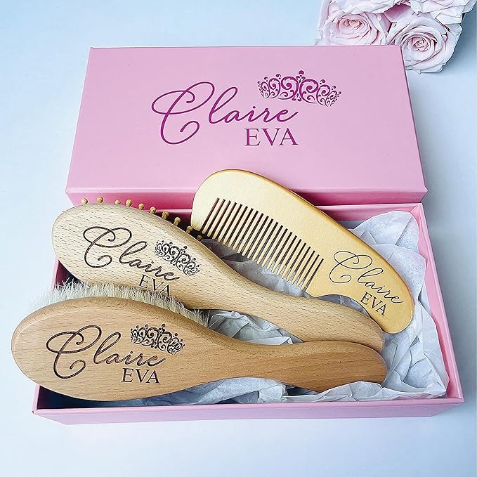 Personalized Wooden Baby Brush Set | Wooden Baby Brush and Comb Set| Personalized Baby Gift | Personalized Baby Gift Girls Girls | Princess Crown