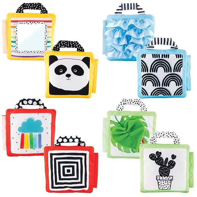 Sassy Reversible Soft Sensory Activity Panels, Ages 0+ Months, 4 Count (Pack of 6)