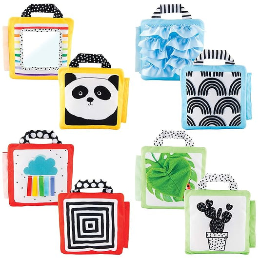Sassy Reversible Soft Sensory Activity Panels, Ages 0+ Months, 4 Count (Pack of 6)