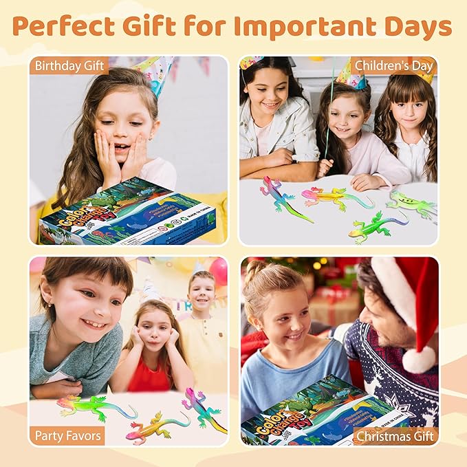 Lizard Series -16pcs Temperature Color Changing Bath Toys,Water Table Toy for Easter Egg Fillers,Goodie Bags Fillers,Themed Party,Classroom Rewards,Carnival Prize, for Kids 3+