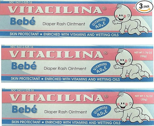 Vitacilina Bebe Diaper Rash Ointment 1.76 Ounces. 3 Pack