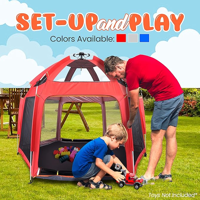 Serenelife ON-THE GO Baby and Toddler Pack and Play - Playpen - Play Yard Compact, Portable, Lightweight, Foldable- Indoor and Outdoor, w/Canopy, 5 Panel Mattress