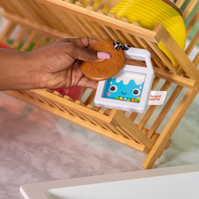 Bright Starts Cookies & Teethe 2-in-1 Rattle and Teether Activity Toy, Soothe Sore Gums, Entertain Baby with Rattle Toy, Unisex, 3 Months+