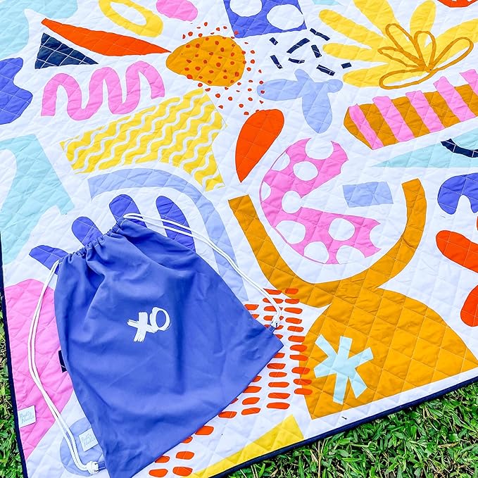 Rudie Nudie Jumbo Picnic Rug, Large Picnic Mat, 6'7" x 6'7", Outdoor Waterproof Picnic Blanket Beach Mat, Foldable & Waterproof, Picnic Blankets Ideal for Beach & Park, Outdoor Blanket, Pop Pip Pow