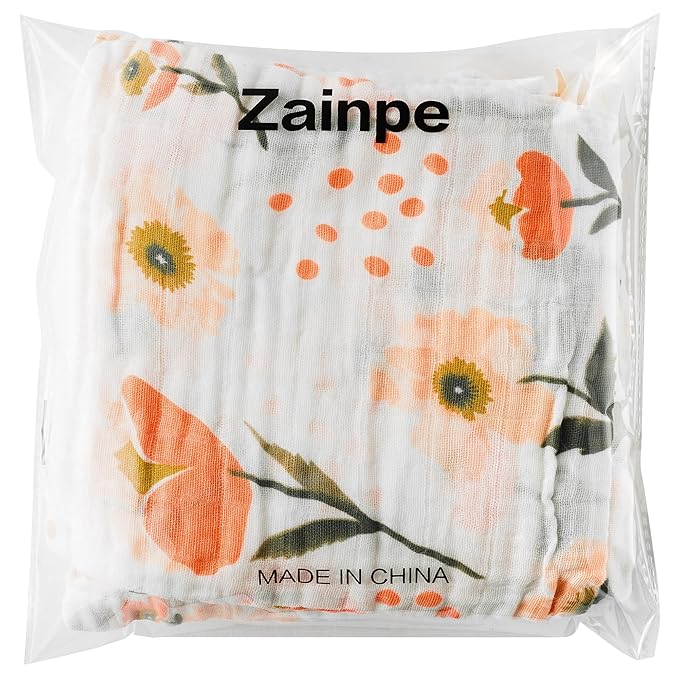 Zainpe 4Pcs Muslin Baby Hooded Towel & Washcloth Set, Spring Flowers Soft Absorbent Cotton Bath Hand Towels Infant Shower Gifts for Newborn Toddler Boys Girls Feeding Teething Sleeping 31.5 X 31.5 in
