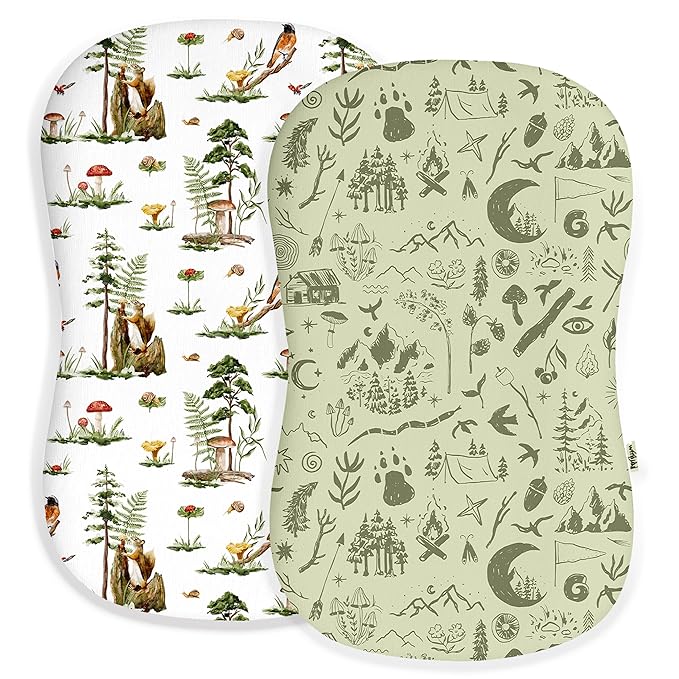 Baby Lounger Cover for Boys and Girls, Soft Breathable Polyester Cover, Fits Most Lounger Pillows, Cute Patterns, Durable and Machine Washable (Bear Tracks, Envelope)
