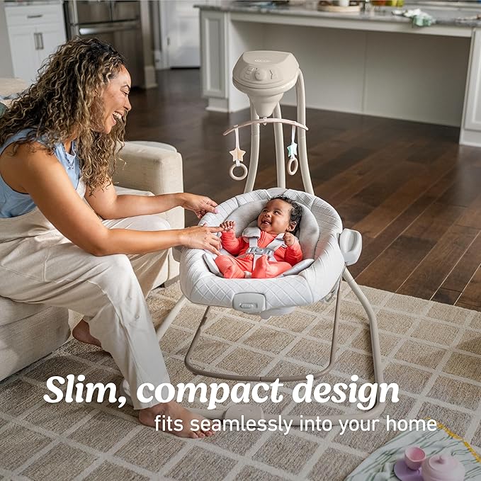 Graco DuetConnect LX Baby Swing and Bouncer - 2-in-1 Infant Swing and Baby Rocker, Newborn Essential, Gifts for New Parents