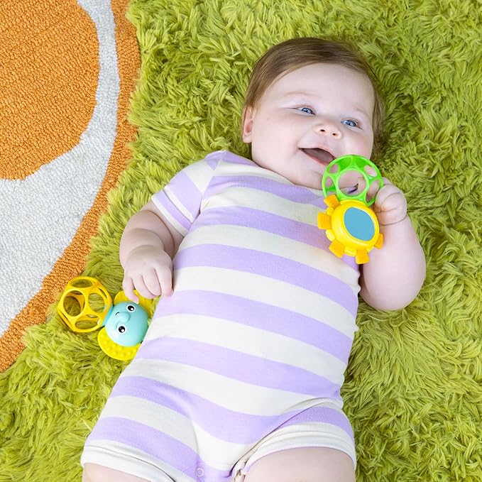 Bright Starts Soother Pals Easy-Grasp Teether Toys, 2-Pack Lion and Elephant Characters, BPA Free, Unisex, Ages Newborn +