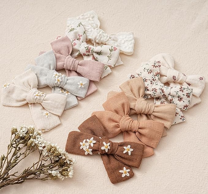 Hair Bows Clips for Girls,10 Pack Handmade Hair Accessories Barrettes Alligator Clips for Baby Toddler Infant School Gifts