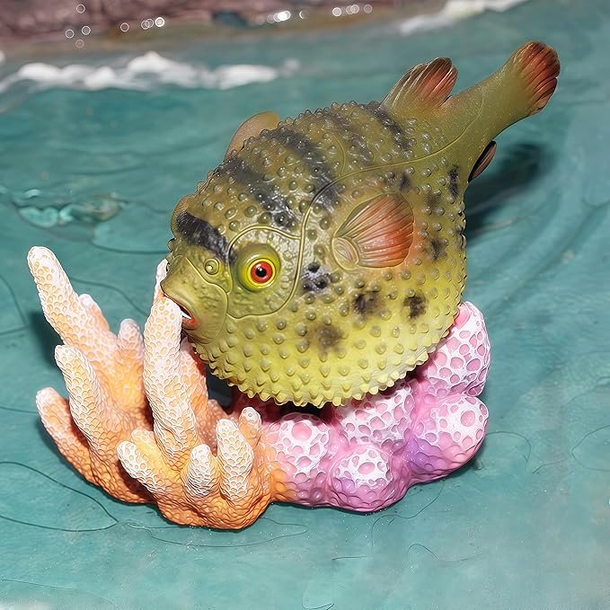 Gemini&Genius Pufferfish Toys for Kids, Realistic Puffer Fish Action Figures, Blowfish Toys, Under The Sea Life Figure Educational Gifts, Displays or Play Models, Collection for Kids Animal Lovers