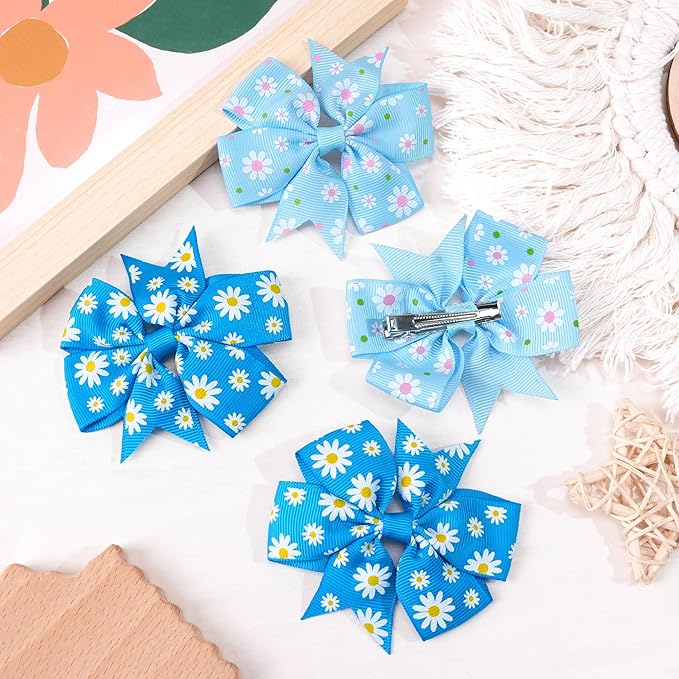 CÉLLOT 40Pcs 3 Inch Boutique Grosgrain Ribbon Pinwheel Hair Bows Alligator Clips For Girls Toddlers Accessories Teens Gifts In Pairs(Fresh Color)
