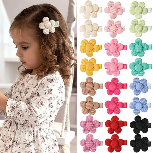 24Pcs Baby Girl Hair Clips Set, Sunflower Hair Bows Barrettes Handmade Accessories Wrapped Alligator Clip for Babies Infant Toddlers Kids in Pairs