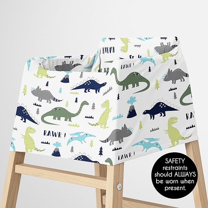 Sweet Jojo Designs Blue and Green Dinosaur Boy Infant Baby Car Seat Cover Nursing Breastfeeding Shopping Cart Stroller Canopy - Turquoise Dark Green Modern Boho Grey and White Mod Dinosaurs
