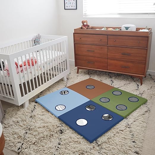 ECR4Kids SoftZone 123 Look at Me Activity Mat, Folding Playmat, Earthtone
