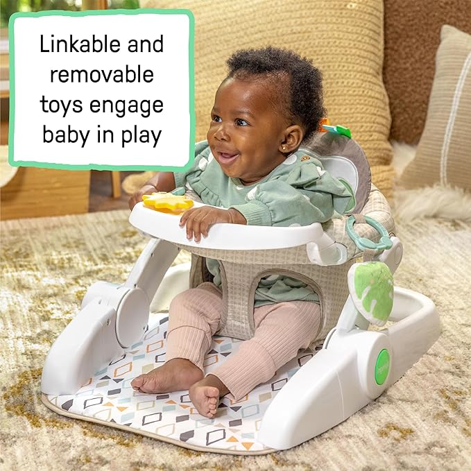Ingenuity Prop Spot Learn-to-Sit Floor Seat for Baby, Removable Tray, 2 Linkable Toys, Tummy Time Mat, Unisex, for Ages 4-12 Months - Loni