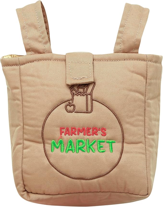 4 Piece Plush Farmer's Market Play Set with Sensory Toys for Baby, Multicolored, 6 inch Grocery Bag with 3 Foods