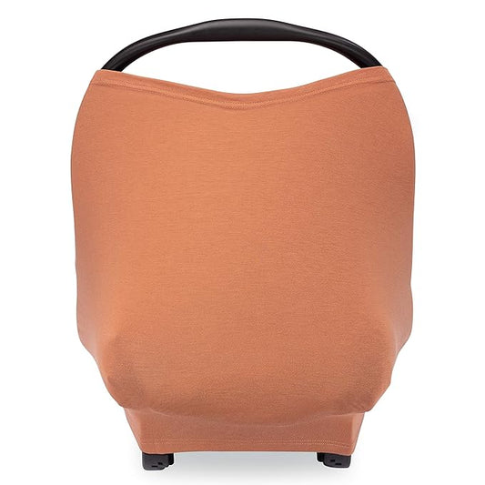 Parker Baby 4 in 1 Car Seat Cover for Girls and Boys - Stretchy Carseat Canopy, Nursing Cover, Grocery Cart Cover, High Chair Cover - “Copper”