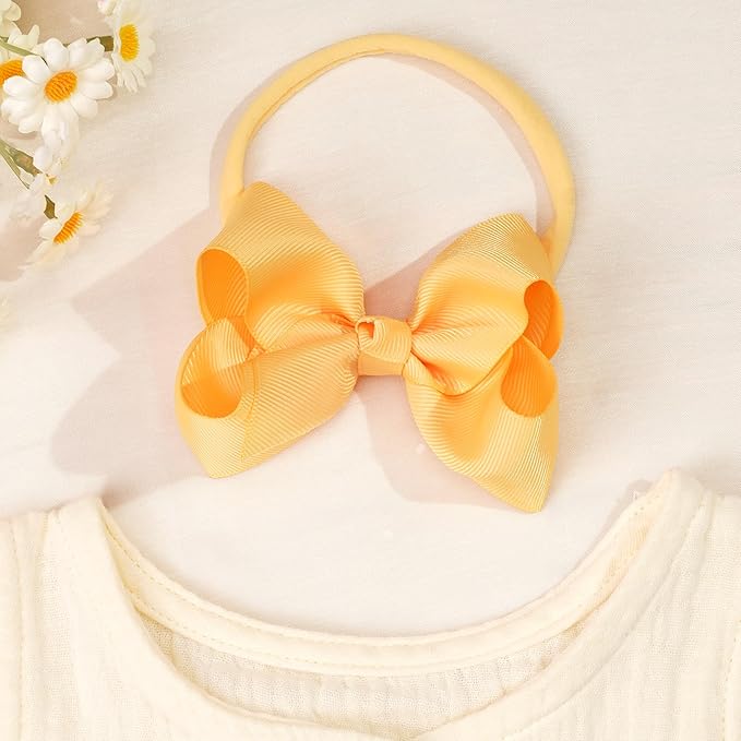 CÉLLOT 40 Colors Baby Bow Headbands 3.5" Hair Bows Super Soft Nylon Headbands for Baby Girls Infants preemie and Newborn Kids Hair Accessories