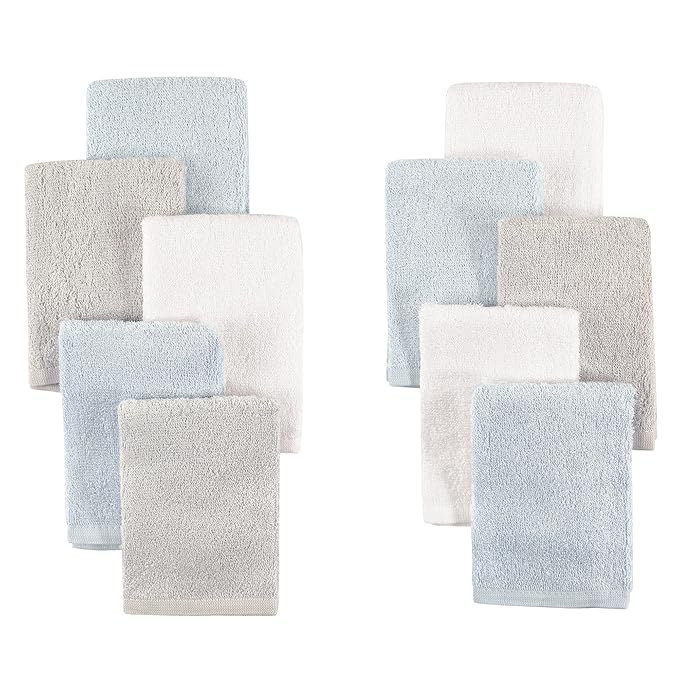 Little Treasure Unisex Baby Rayon from Bamboo Luxurious Washcloths, Light Blue Gray, One Size