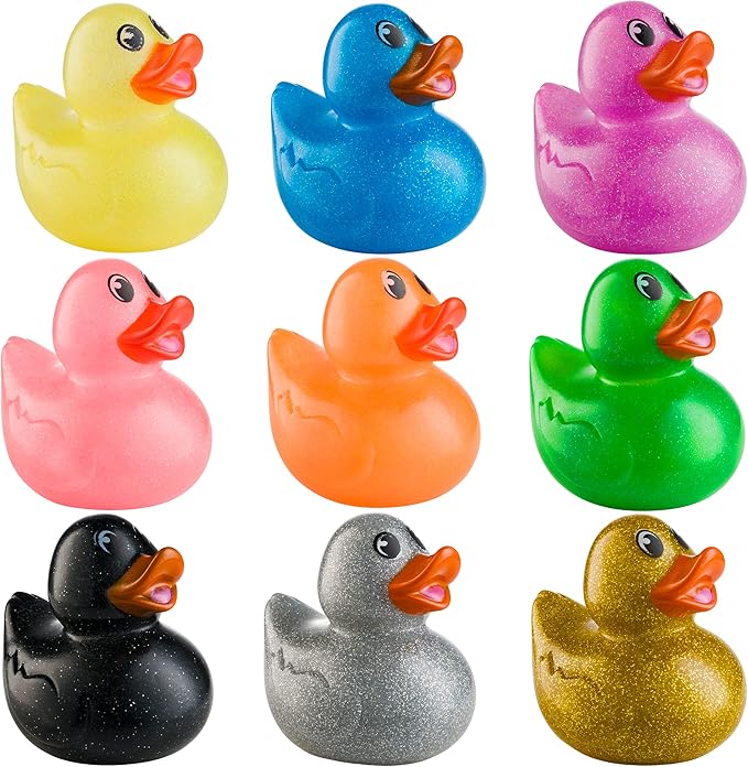 Bedwina Glitter Rubber Ducks in Bulk, Jeep Ducks for Ducking and Cruise Gifts, Kids Bath Toys, Mini Floating Rubber Duckies - Party Favors, Bulk Toys for Kids, Pool, Birthday, Decor - 600 Count