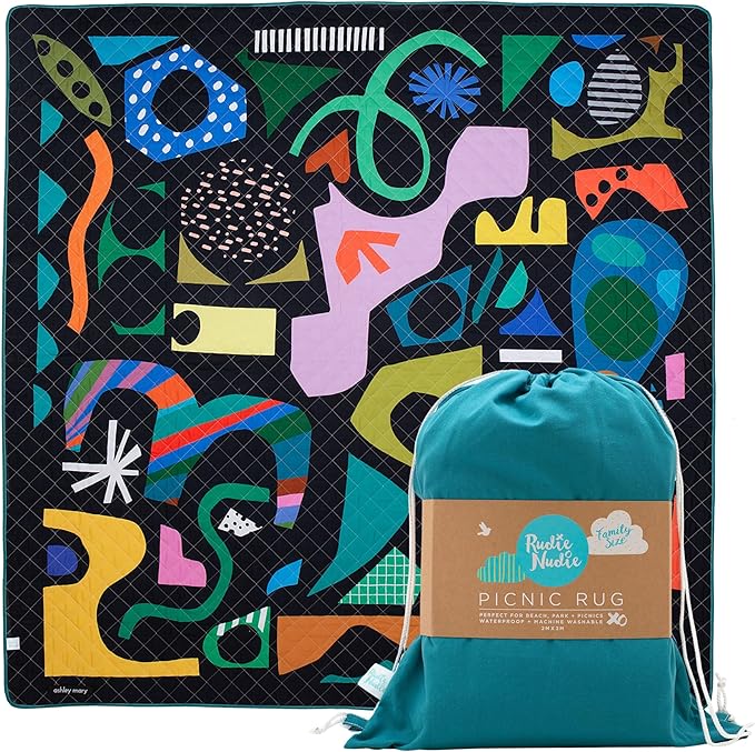 Rudie Nudie Jumbo Picnic Rug, Large Picnic Mat, 6'7" x 6'7", Outdoor Waterproof Picnic Blanket Beach Mat, Foldable & Waterproof, Picnic Blankets Ideal for Beach & Park, Outdoor Blanket, Rock Candy