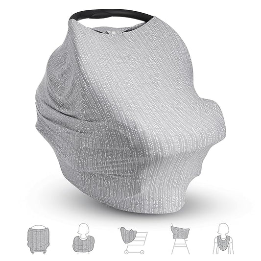 Munchkin® 5-in-1 Baby Car Seat Cover – Versatile Nursing Cover Up for Breastfeeding, High Chair and Carrier Protection with XtraGuard™ Silver-Ion Technology, Grey