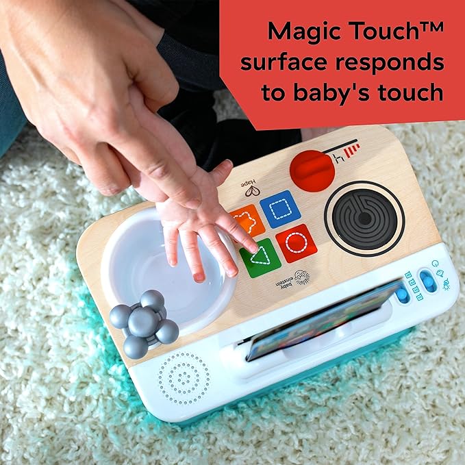 Baby Einstein + Hape Magic Touch Kitchen Play Toy Cooking Stove Set with Real Sounds and Music, Fine Motor Skill Development, Ages 1, 2, 3, 4+