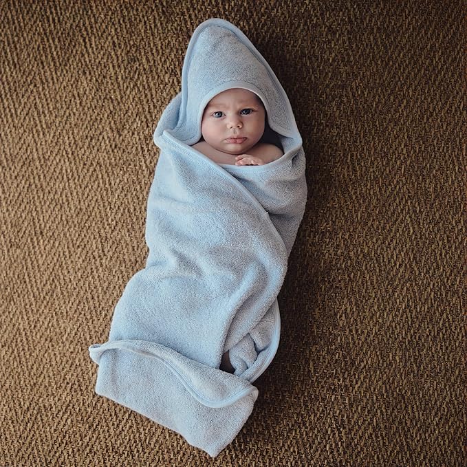 Hooded Baby Towel - 100% Organic Cotton Baby Bath Towels – Baby Towels, Baby Bath Towels for Baby Boy, 32" x 32" Super-Soft and Absorbent Baby Towels for Newborn (Baby Blue)