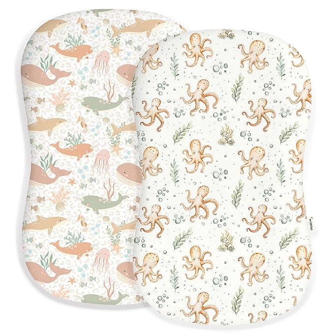 Baby Lounger Cover for Boys and Girls, Soft Breathable Polyester Cover, Fits Most Lounger Pillows, Cute Patterns, Durable and Machine Washable (Aqua Wonders, Envelope)