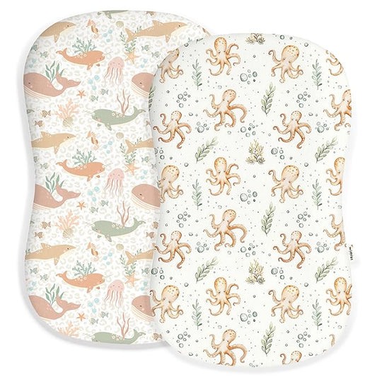 Baby Lounger Cover for Boys and Girls, Soft Breathable Polyester Cover, Fits Most Lounger Pillows, Cute Patterns, Durable and Machine Washable (Aqua Wonders, Zipper)