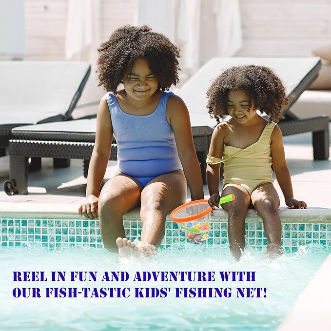 Toy Fishing Net for Bath | Bath Toys for Kids – Dive Game Small Sinking Fish, 4 Sharks & 6 Fish Multicolored