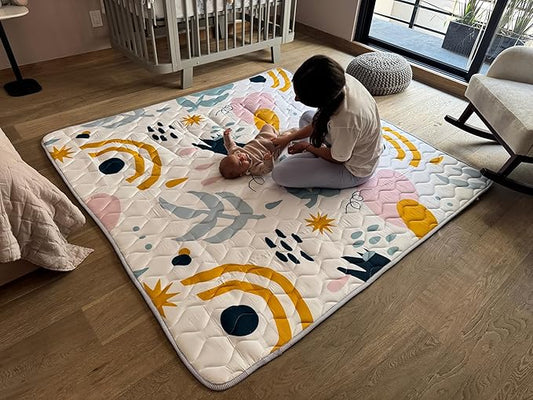 Miotetto Baby Mat for Floor, 73" x 73" Playpen Mat, Thick Soft Foam Padding Baby Play Mat, Portable Quilted playmat - Washable Baby Floor Play mat, Non-Slip Play Mat for Babies & Toddlers