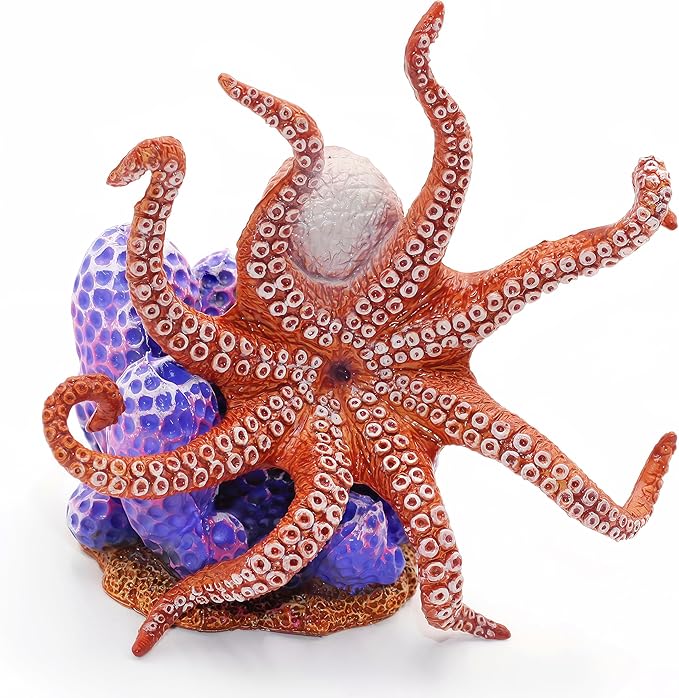 Gemini&Genius Octopus Toys for Kids, Realistic Octopus Action Figure, Marine Animal Figurine Toy, Under The Sea Life Figure Educational Gift, Display and Play Toy, Collection Toys for Kids