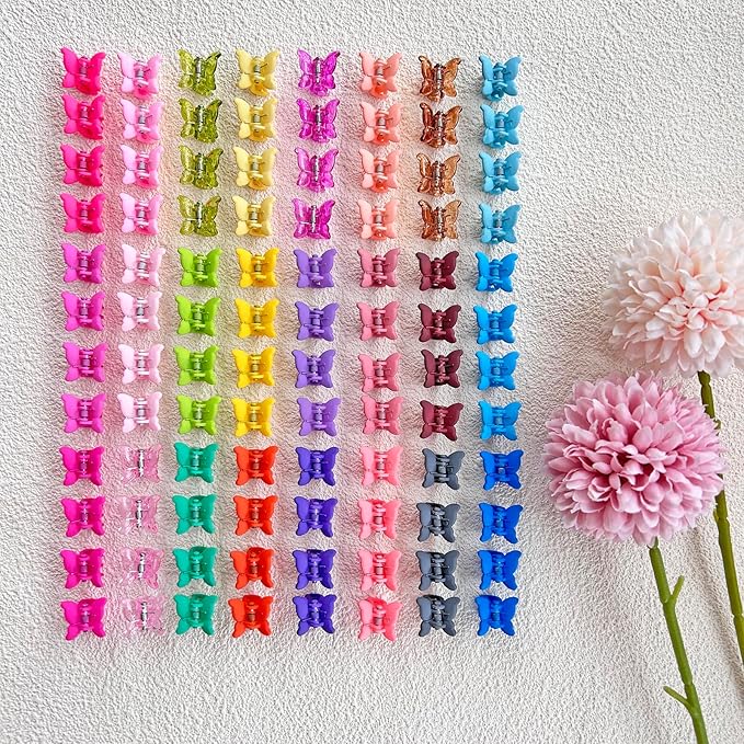 96pcs Baby Girl Hair Clips 24 Multicolors Colors Mini Hair Claw Clips Small Tiny Butterfly Claw Clips Baby Hair Accessories for Toddler