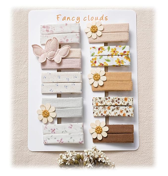 Fancy Clouds flower butterfly Hair Clips for Girls, 20Pcs Fully Lined Alligator Clips for Fine Hair, Handmade Hair Accessories and Barrettes for Baby Toddler Kid School Girls