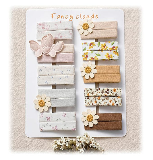 Fancy Clouds flower butterfly Hair Clips for Girls, 20Pcs Fully Lined Alligator Clips for Fine Hair, Handmade Hair Accessories and Barrettes for Baby Toddler Kid School Girls