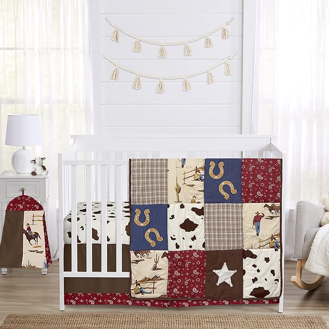 Sweet Jojo Designs Tan and Red Cowboy Playmat Tummy Time Baby and Infant Play Mat for Wild West Collection