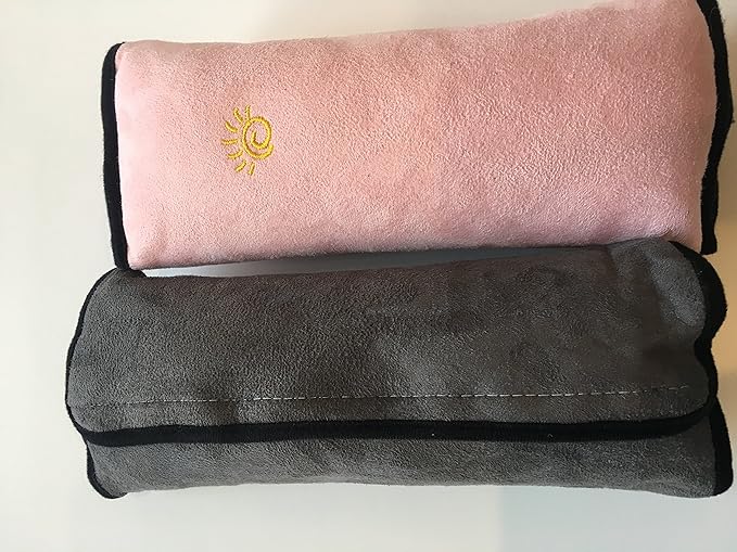 Car Seat Belt Pillow 2 Pack Kids/Adult Child Headrest Seatbelt Travel Neck Support-Pink/Grey