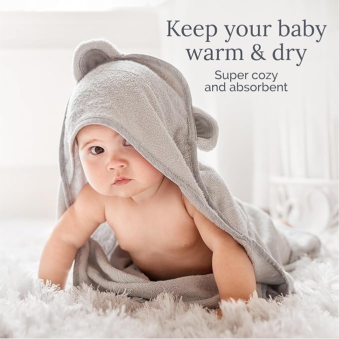 Natemia Premium Hooded Baby Towels - Ultra Soft Baby Bath Towel with Animal Design, Toddler Bath Towel, Newborn Towels for Boys and Girls - Brown Lion
