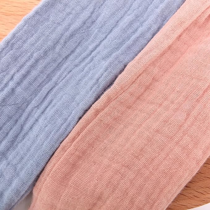 Sugarmelon Original Cotton Gauze Headband for Newborn Toddler Infant Baby Girl Kids Muslin Cotton Hair Bow Headbands Turban Elastic Hair Bands (6 pcs Knot Headband)