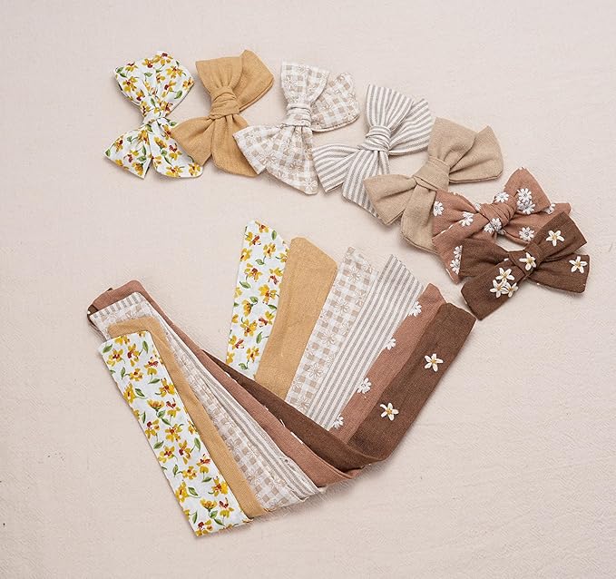 Fancy Clouds Baby Girl Bows and Headbands,14 pcs Stretchy Soft Nylon Hairbands Hair Bows for Newborns, Infants, Toddlers - Handmade Baby Hair Accessories for Girls Gifts